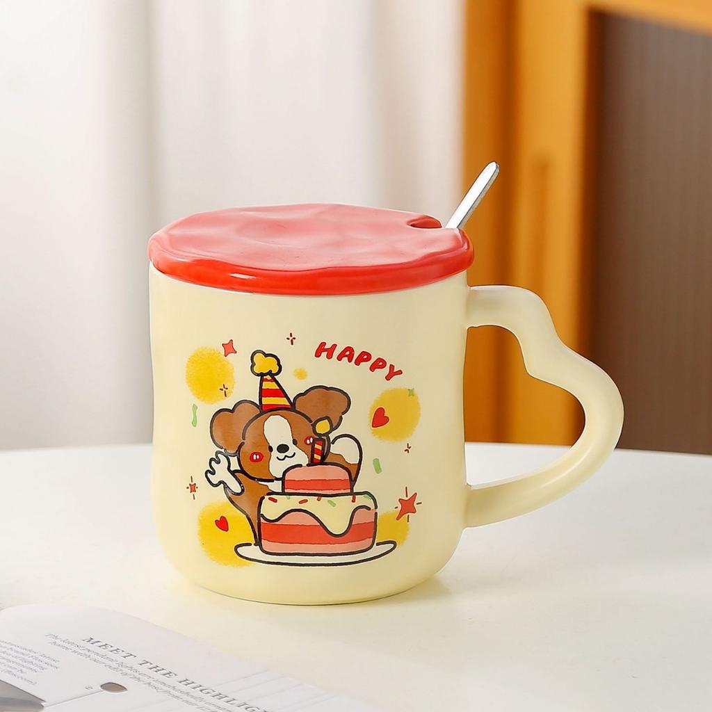 Cartoon Niedlicher Welpe Keramiktassen Paar Tassen Tassen mit hohem Erscheinungsbild Trinkbecher mit großem Fassungsvermögen Heim Frühstück Milchbecher