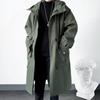 Giacca a vento moda uomo autunno primavera, cappotto casual con cappuccio di media lunghezza, soprabito da uomo per uso quotidiano high street, abbigliamento maschile