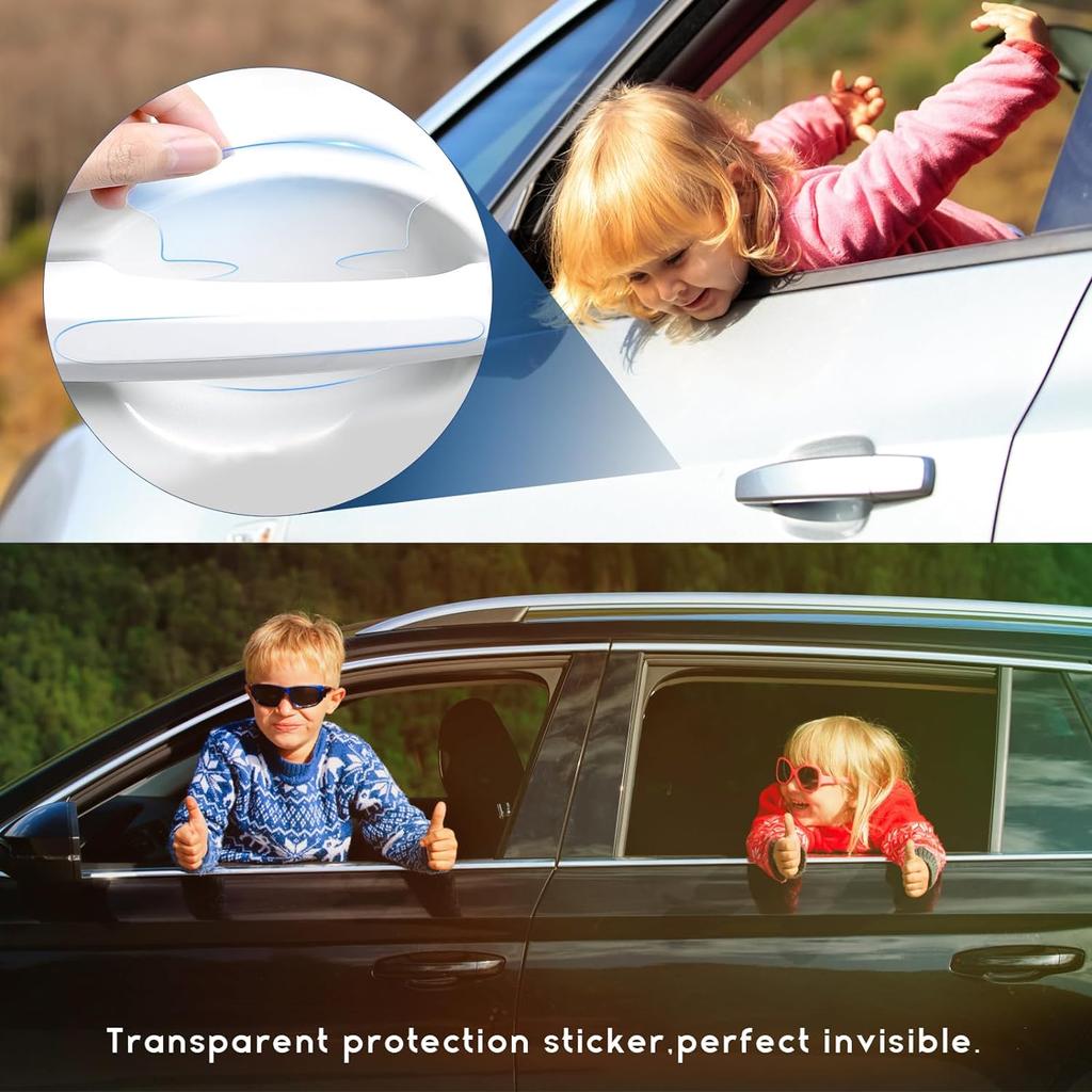 8PCS Car Door Handle Anti-Scratches Sticker, Universal Auto Door Bowl Protective Strips for Cars Trucks SUVs, Automotive Exterior Accessories