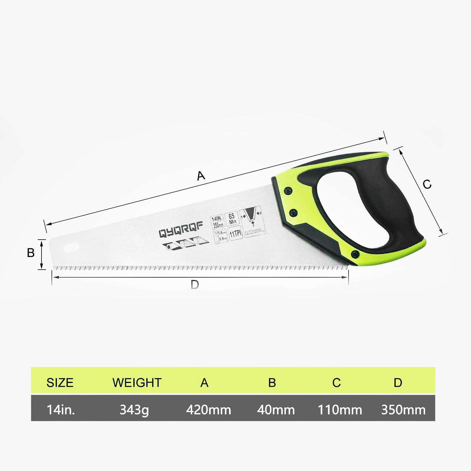 

14 /16 /18 ручная пила 11 TPI Fine-Cut с мягкой рукояткой и жестким наконечником. Идеально подходит для пиления, обрезки, садоводства, резки дерева, гипсокартона, пластиковых труб. 14inch