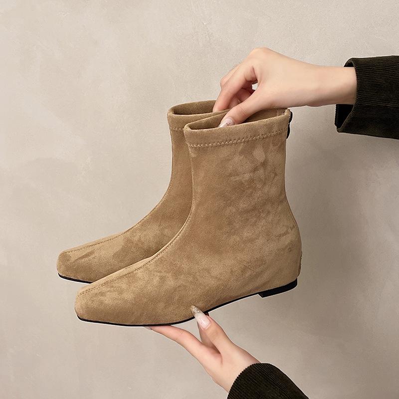 

Inner heightening short boots women s boots 2025 autumn and winter new Korean version simple short boots rear zipper square head fashion boots women 35 хаки