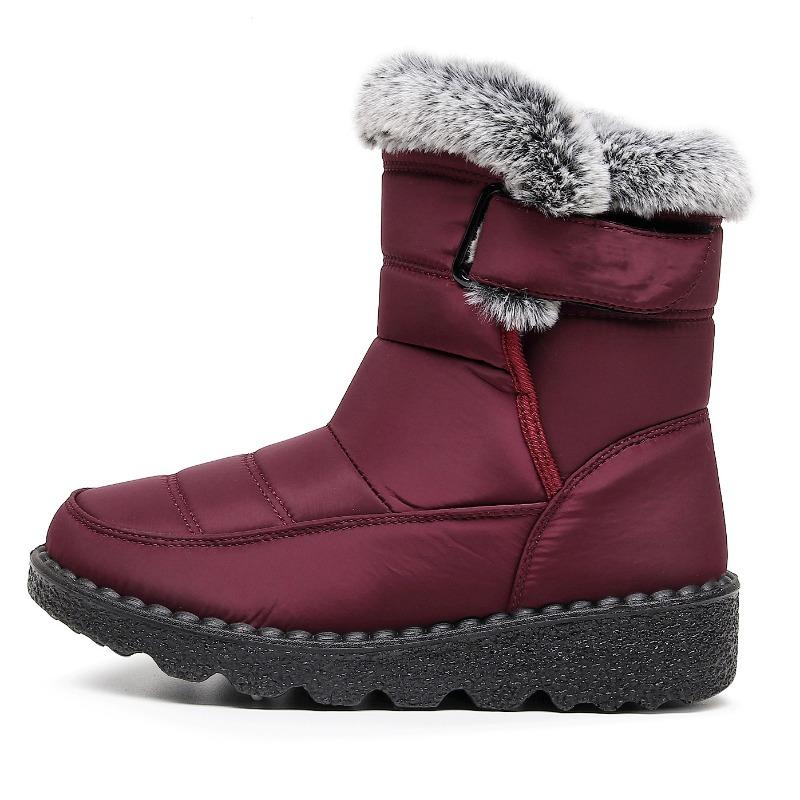 2025 New Arrival Cotton-Lined High-Top Insulated Women's Snow Boots with Velcro Closure Waterproof Women's Boots for Casual Wear