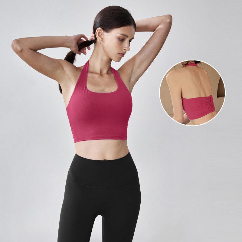Chic Women's Halter Push-up Sport Bra Top - Waist-Cinching Yoga & Pilates Outerwear