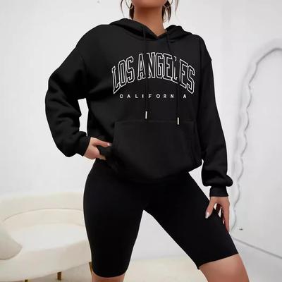 Herbst und Winter Gary Wohlfahrt, Herbst und Winter Europa und Amerika einfarbig Buchstabenaufdruck Sport Kapuzen-Fleece-Sweatshirt