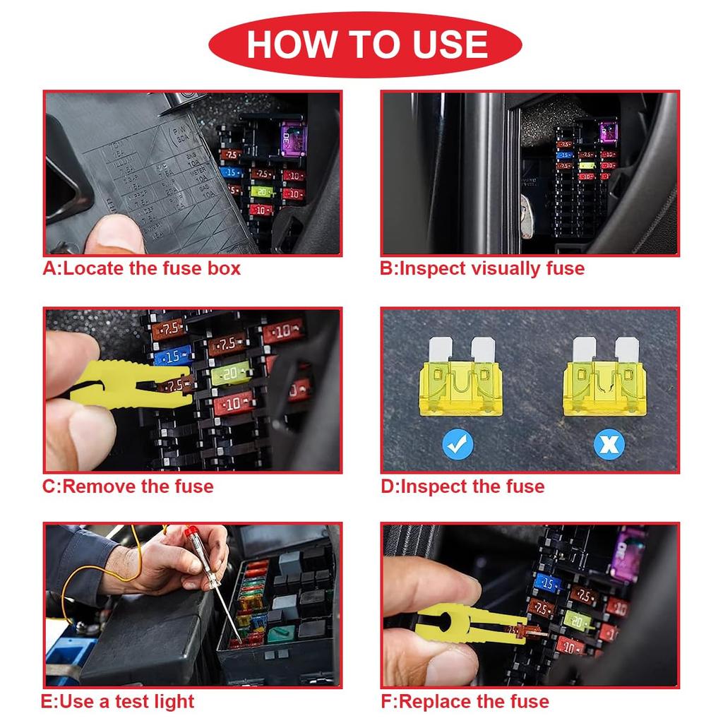 MKBKLLJY 170pcs Car Fuse Assortment Kit Type Car Fuse Standard Mini Micro2 Low