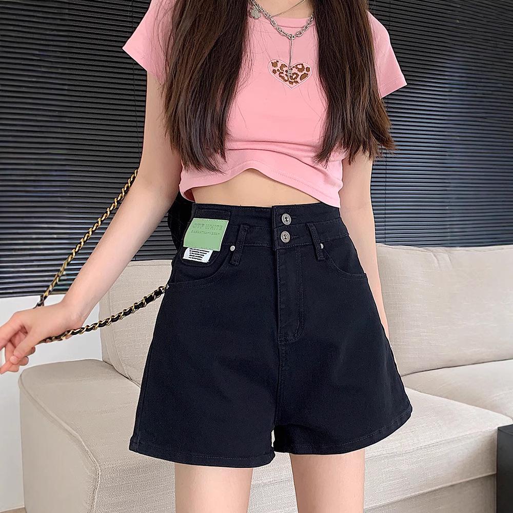 

Women s High Waist Black Retro Denim Shorts - Wide Leg, Petite Fit, Loose & Slimming M (47-57 kg)