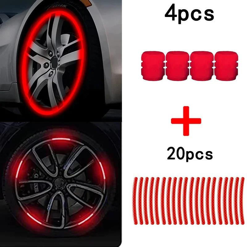 Car Wheel Reflective Stickers Glow-in-the-Dark Valve Covers Fluorescent Valves Motorcycle Bicycle Wheels Universal Accessories