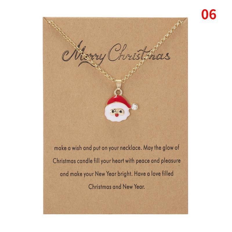 Charm Christmas Necklace for Women Men Merry Christmas Snowman Santa Claus Pendant Link Chain Necklace Xmas Jewelry Gifts