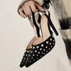Nové třpytivé kamínky Dámské lodičky Sexy křišťálové špičaté jehlové podpatky Zadní část Přezka Pásek Jarní boty Sandály