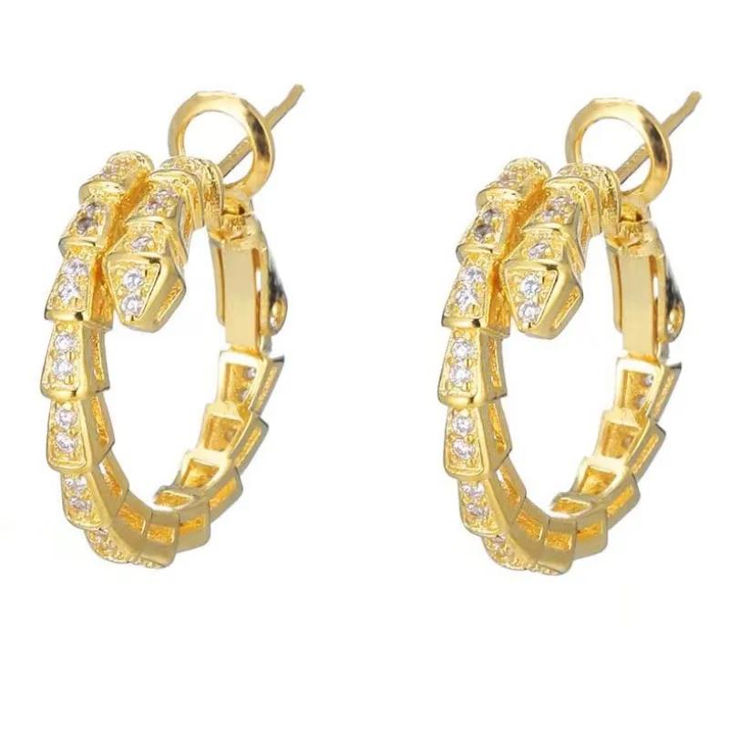 Luxurious Fashionable Super Sparkling Snake Form Hoop Earrings For Women High End Design Sensibility Niche Trendy Web Earrings