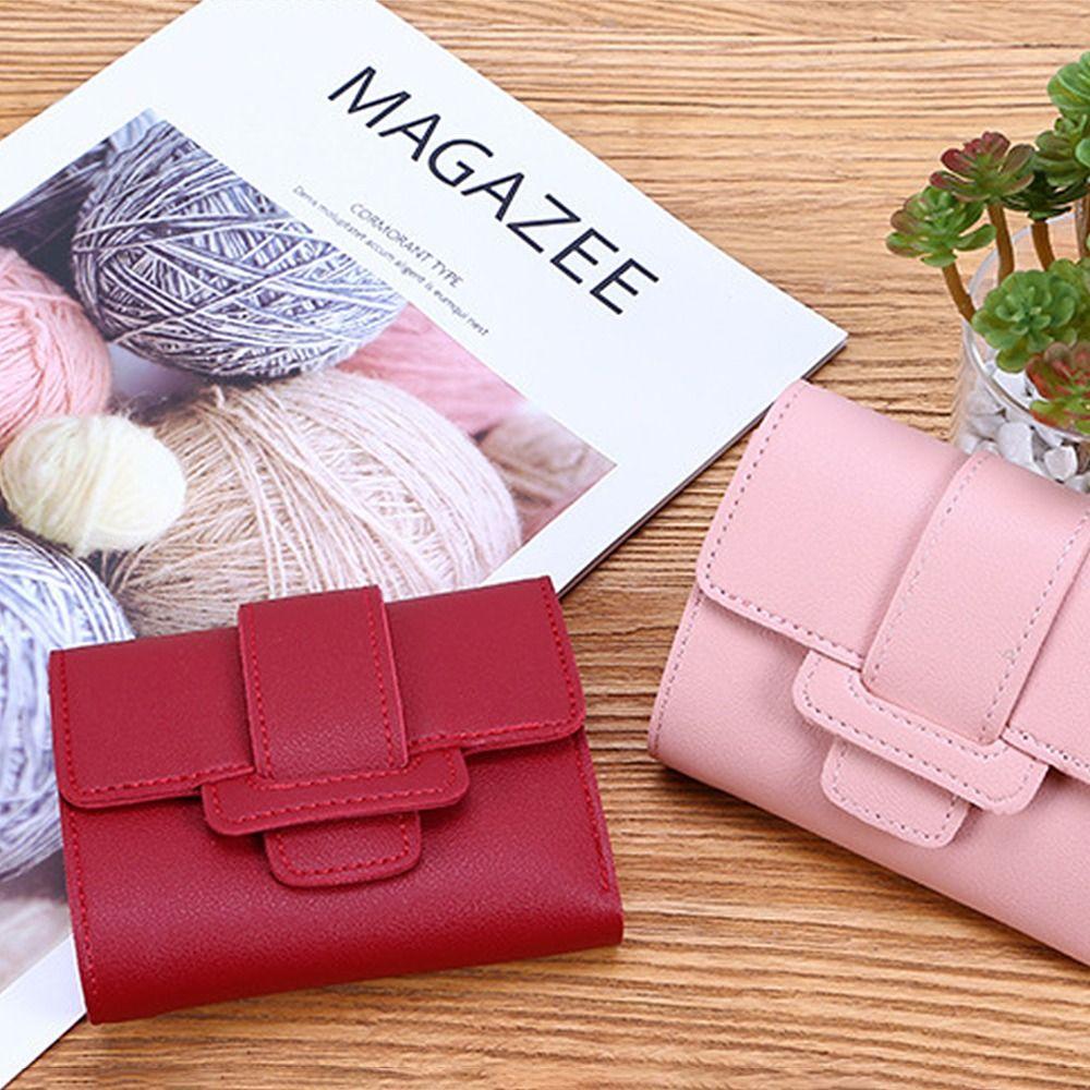 Thin Pouch Money Bag Card Holder Short Hasp Fold-over Purses PU Leather Wallets Coin Purses Women Wallets