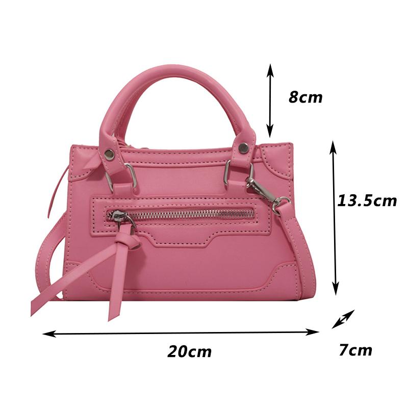 Bolsa de ombro feminina pequena de couro PU vintage com zíper quadrado bolsa crossbody