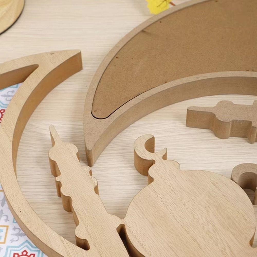 Art Design Eid Mubarak Wooden Tray Density Board Religious Food Tray  Islamic Muslim Party