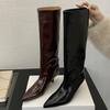 Fashion Winter New Fashion Knee-High Boots Women Pointed Toe Thin Low Heel Elegant Casual Ladies Pumps Shoes Long Botas Mujer