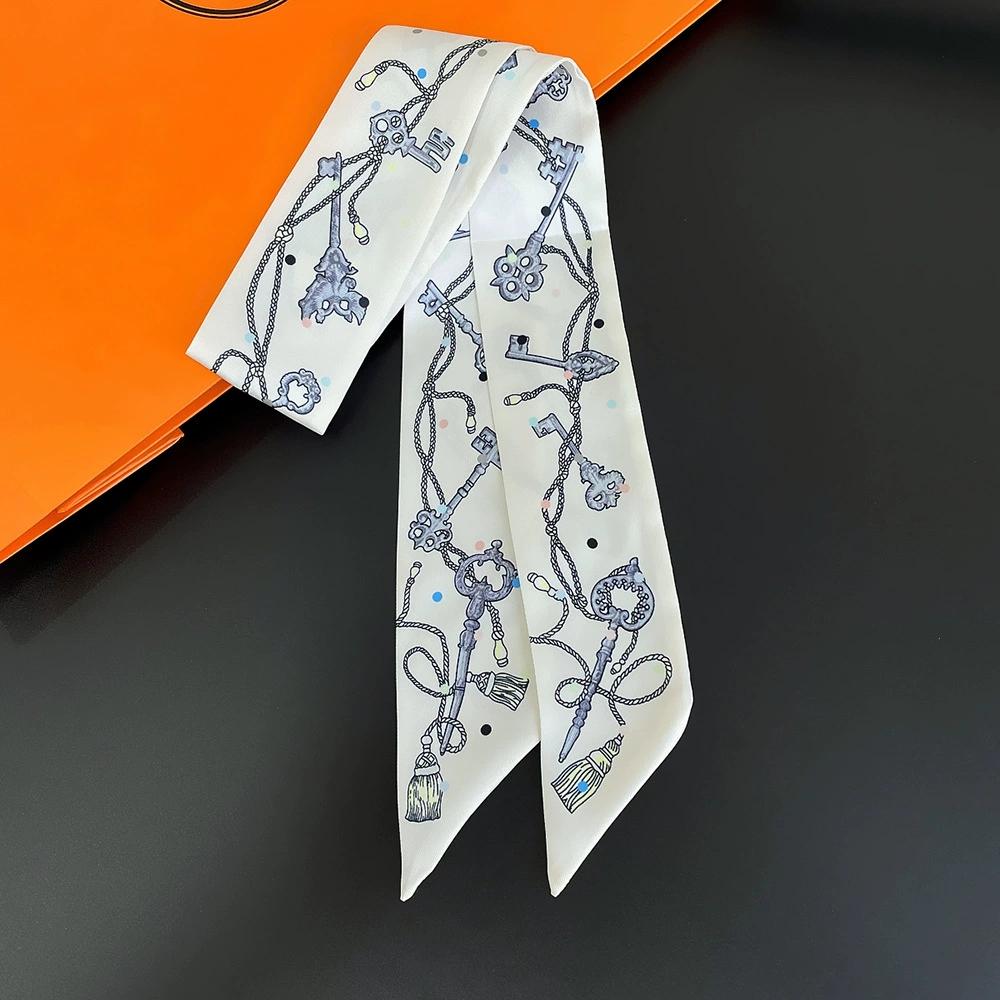 

Women Noble Key Printing Skinny Bag Scarf Brand Twill Silk Foulard Neck Tie Scarves For Ladies 5X88cm