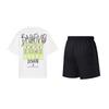 Li Ning Tactical Letter Print Round Neck Pullover Short Sleeve T-Shirt Casual Versatile Loose Shorts Sports Set Unisex Sets YHSV281-1+AKSV843-1