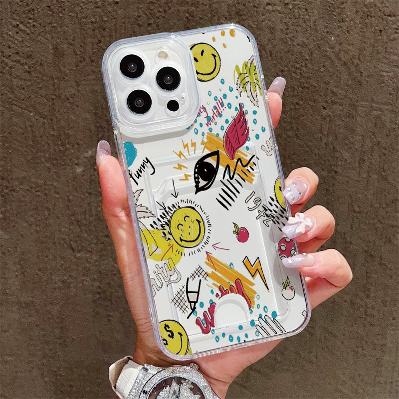 

Чехол-карман из силикона с держателем для карт для Samsung S23 S24 S25 Ultra Redmi Note 12 13 Pro Oppo A38 A58 A78 Vivo Y21 Y22 Прозрачный бампер для телефона Xiaomi Poco X3/X3 Pro