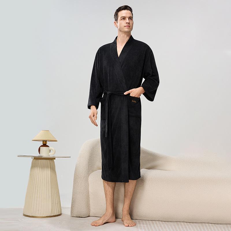 Unisex Jacquardfleece Badrock - Lång, Förtjockad, Plus Size Pyjamas för Höst & Vinter.