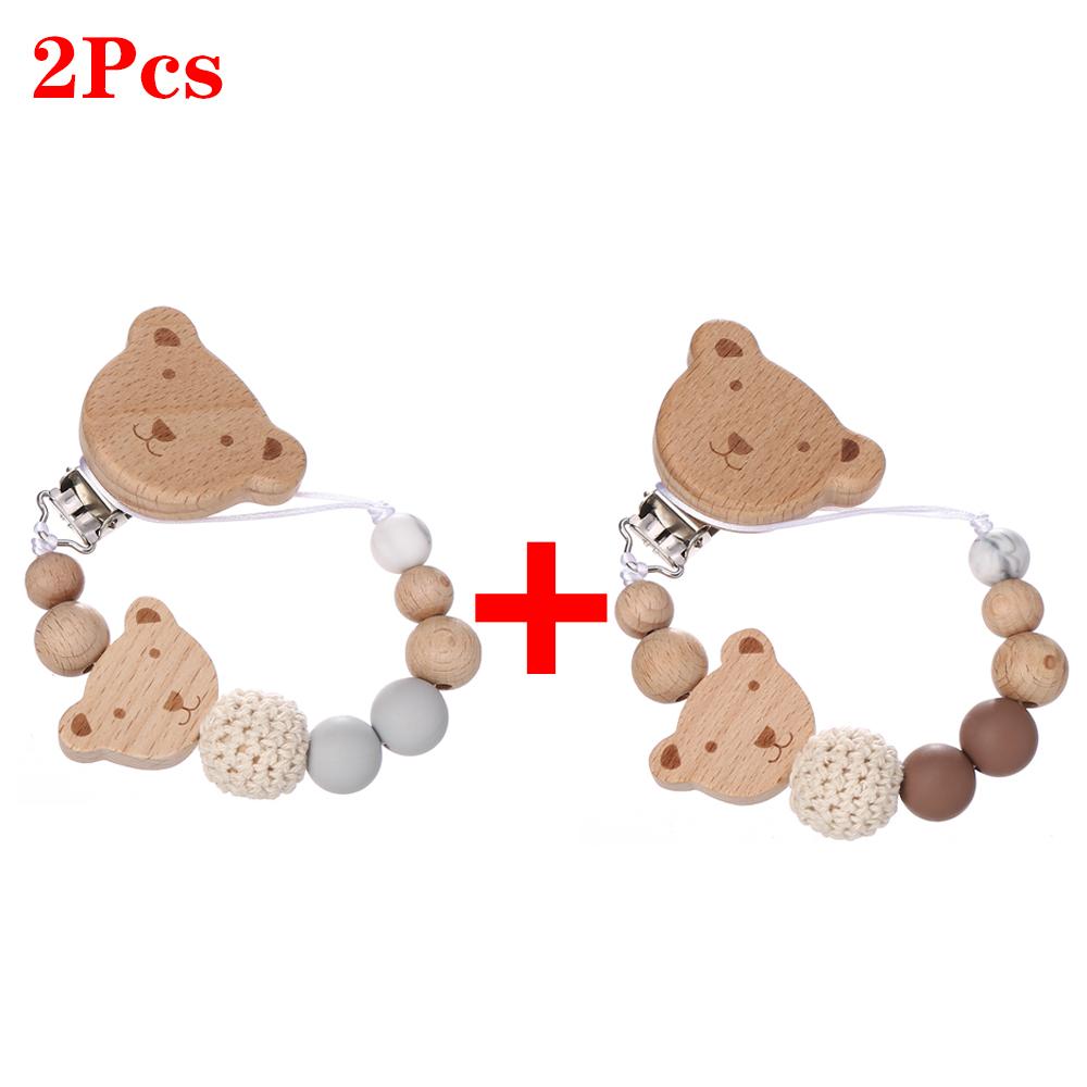 2Pcs New Chew Silicone Beads Pacifier Clips Dummy Chain Holder Newborn Soother Chains Nipple Holder Infant Teething Toys Gifts