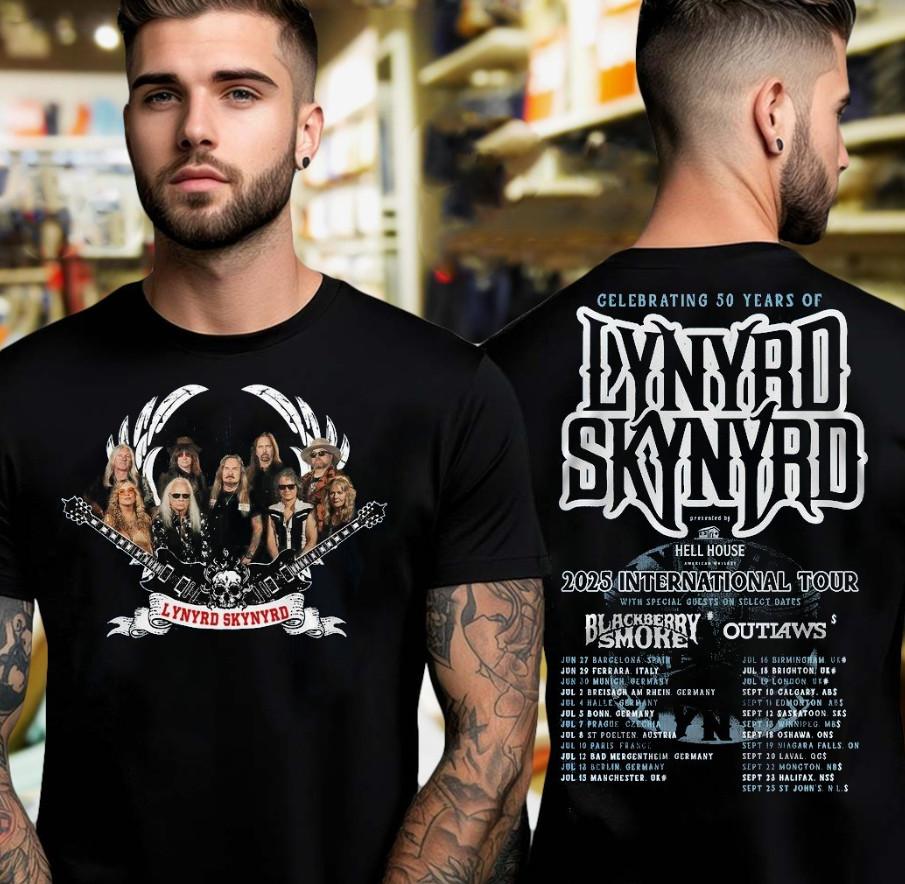 Lynyrd Skynyrd 50 Years International Tour 2025 T-shirt, Size S-4XL