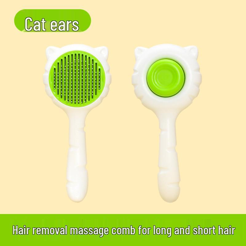 One-Button Pet Hair Removal Comb - Automatic, Portable Grooming Brush for Cats & Dogs
