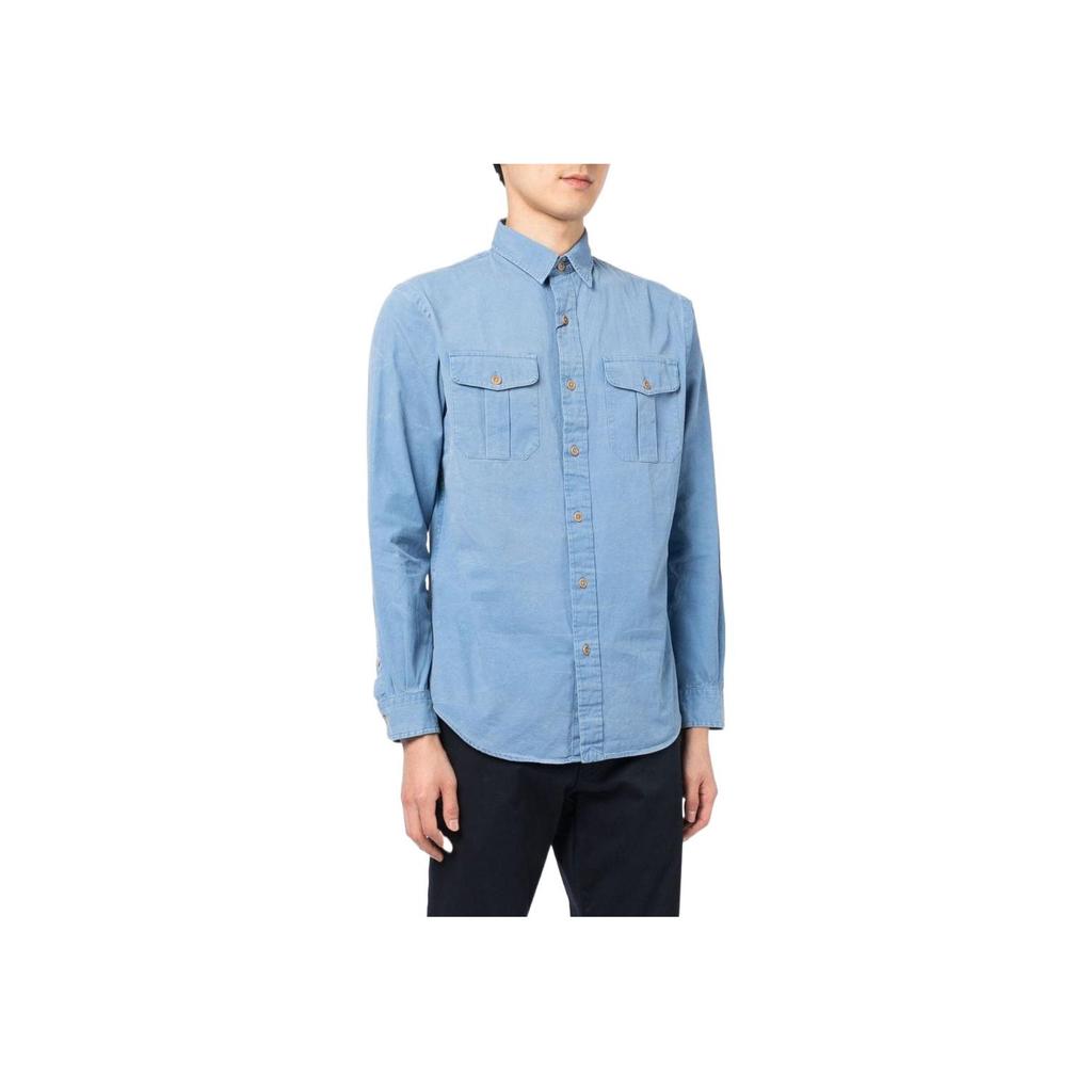 Polo Ralph Lauren Koszula z długim rękawem i kołnierzykiem polo w jednolitym kolorze Koszule męskie Niebieski 710864176-001