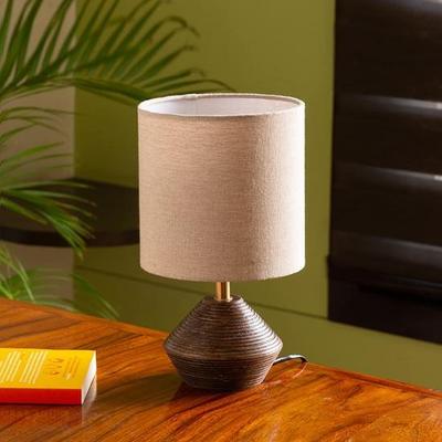 53,3 cm Lampa nocna z ręcznie rzeźbionym brzuchem, lampa stołowa boczna do salonu, sypialni, z drewna mango, lampa bez żarówki, LED