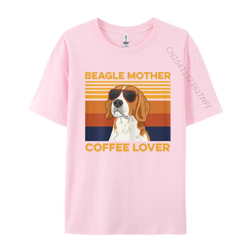 Mens TShirt Beagle Mother Coffee Lover Tee Shirt Arts Retro Cotton Clothes Graphic T Shirts 100 Cotton