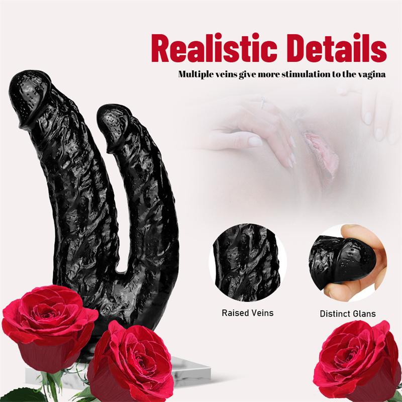 Double Gun Female Simulation Penis Size Double Head Crystal Penis with Suction Cup Female Pulling Masturbation Anal Plug