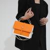 Chic Color Block Vintage Small Square Handbag For Women With Single Shoulder Strap
