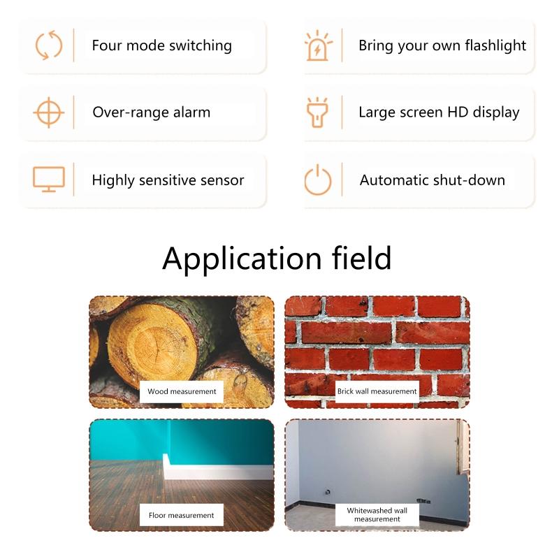 Pinless Wood Moisture Meter with High Sensitivity Sensor Non-Destructive Moisture Detector for Wood Brick Floor Auto-off