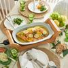 Ovale Grillplatte, Heizung, integrierte Konstruktion, Keramik-Kochplatte, Braten, Echtholz, stilvoll, stilvoll [Toffy] K-GP1 (Blasses Aqua) Backen/Köcheln/Dämpfen/Rühren 230℃