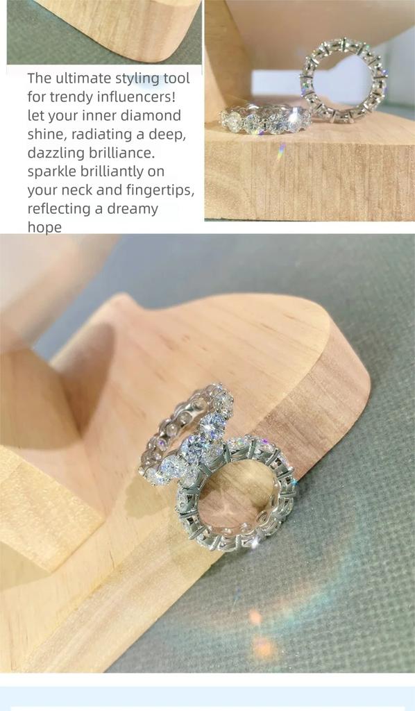 3/4/5mm D Color Moissanite Ring For Women 925 Silver with White Gold Plated Lab Diamond Engagement Wedding Band Jewelry