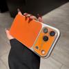 Litchi Leather Texture Large Window Phone Case For iPhone 17 16 15 14 Pro Max Matte Solid Color Shockproof Bumper Cover