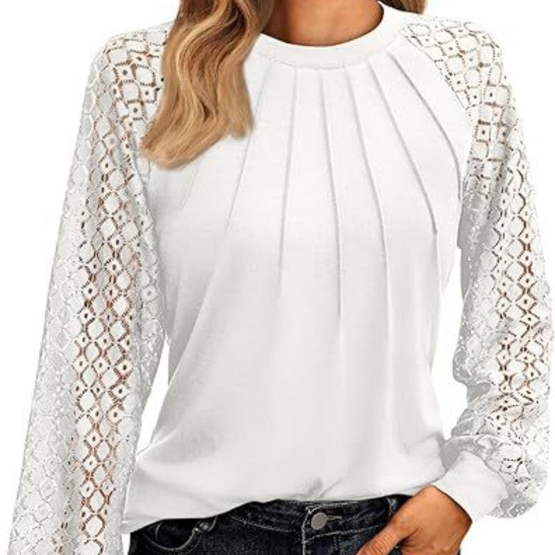

Осінь 2025 Нова Колекція, Жіночий Одяг, Жіноча Сорочка з Довгим Рукавом, Мереживний Топ, Повсякденний, Осіння Трикотажна Сорочка, Осінньо-Зимовий Інтер єр, Професійний XXL білий