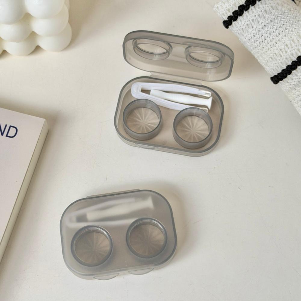 1pc Ins Contact Lens Box Portable Transparent Minimally Integrated Companion Box Girls Travel Contact Lens Case with Tweezers