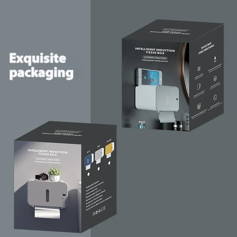 Induction Toilet Paper Holder Shelf Automatic Out Wc Rack Wall-Mounted Dispenser Bathroom Accessories Tissue Holder for Bathroom