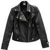 2023 Haining Spring & Autumn Women's Slim Fit PU Leather Motorcycle Jacket with Turn-Down Collar
