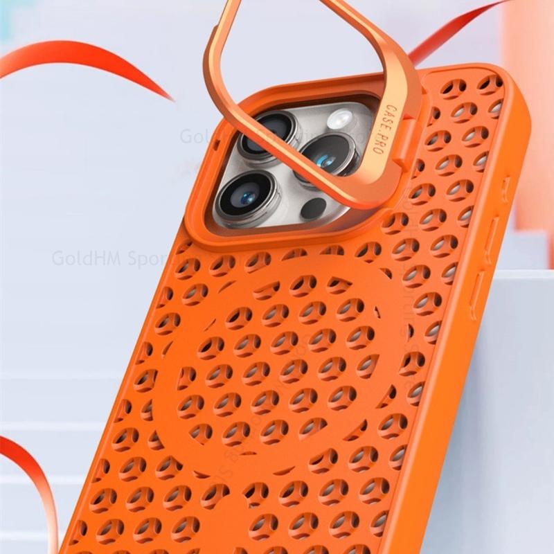 Flip Lens Kickstand Case For Magsafe Cover For iPhone Apple 17 Pro Max 15 Plus 14 13 16 Pro Wireless Charging Cooling Heat Dissipation Magsafing Cover