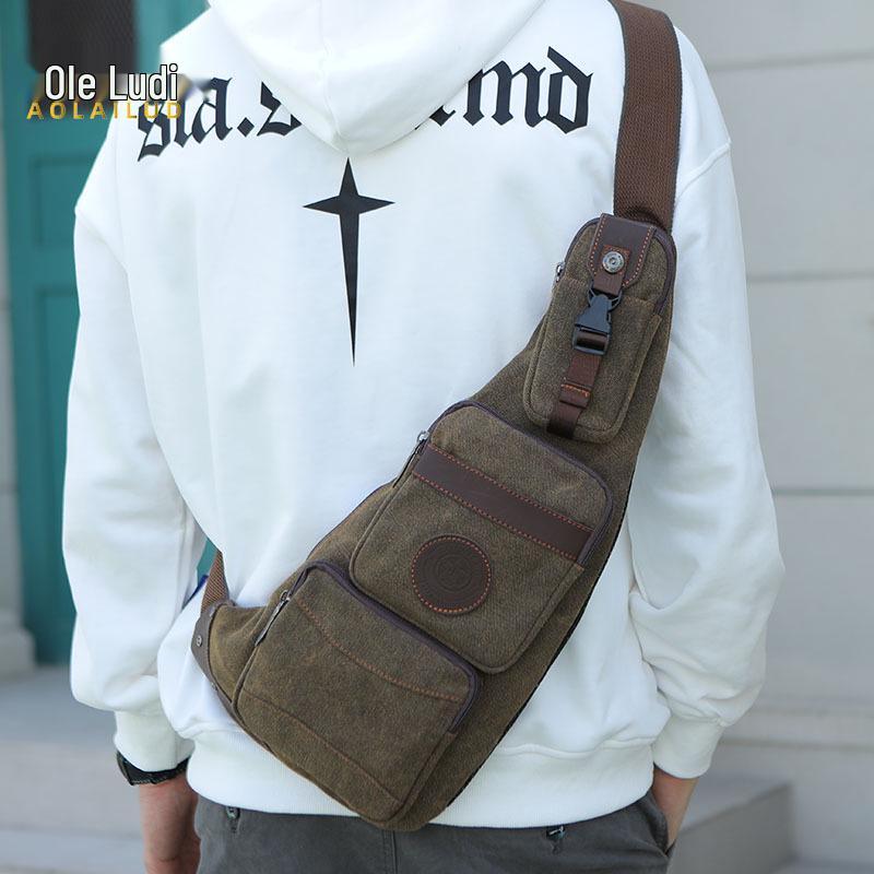 Retro Canvas Crossbody Crescent Bag - Large Capacity Men's Chest Bag