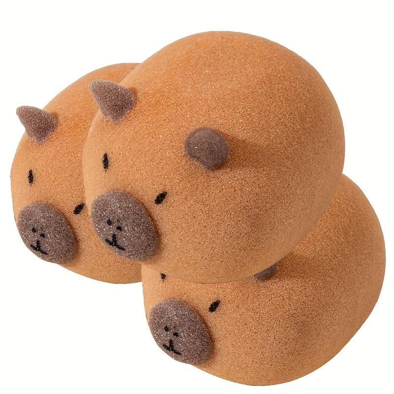 Cute Capybara Shower Sponge, Nano Gentle Exfoliating Bath Brush, Soft Spa Tool for Mild Scrubbing & Foaming