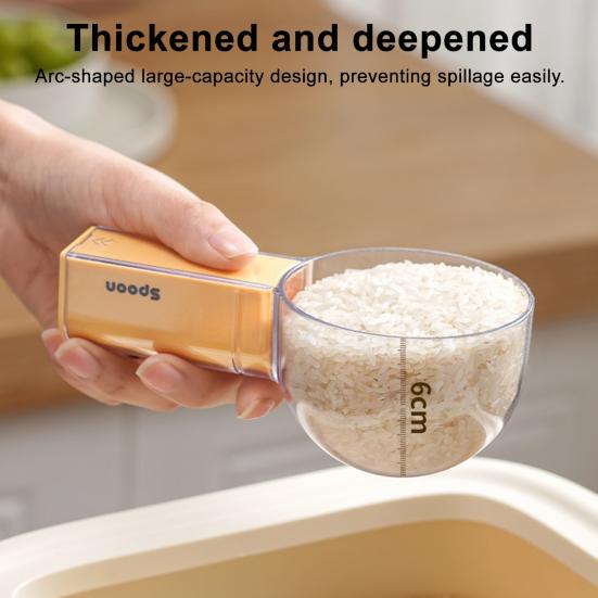 Graduated Spoon with Insect-Proof Storage Box Removable Handle Transparent Measuring Spoon 40ml-160ml Food-Grade Kitchen Tool for Rice Noodles Cooking