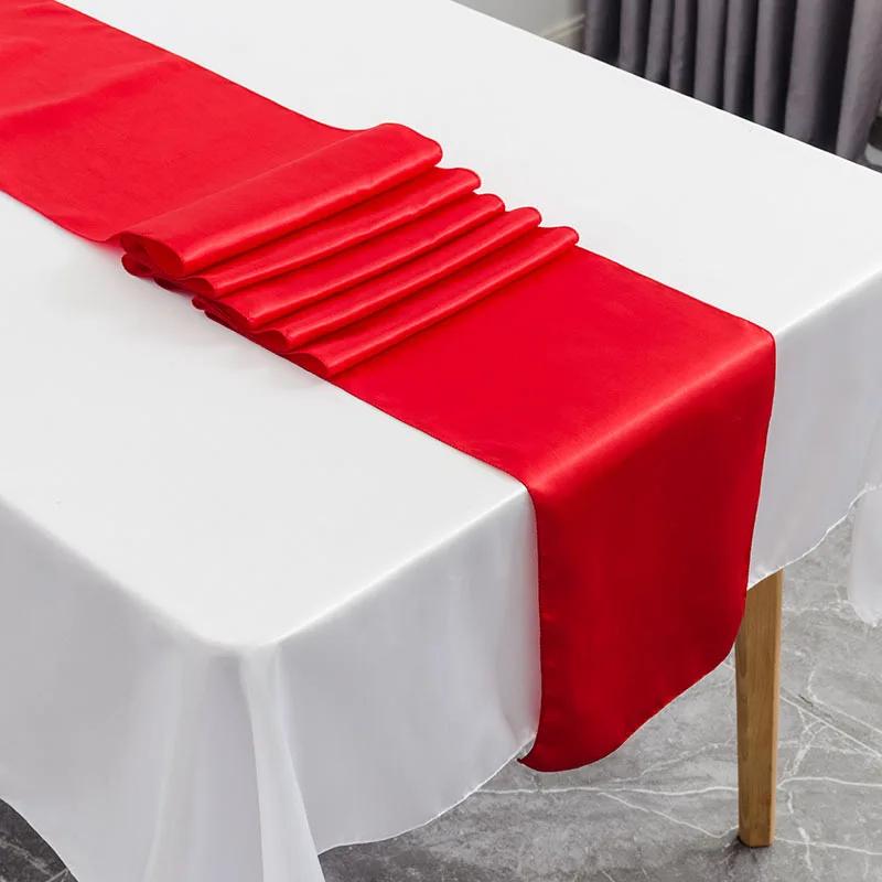 10Pcs Satin Table Runner 30cm X 275cm Wedding Party Supply Christmas Home Modern Coffee Dining Luxury Table Decoration