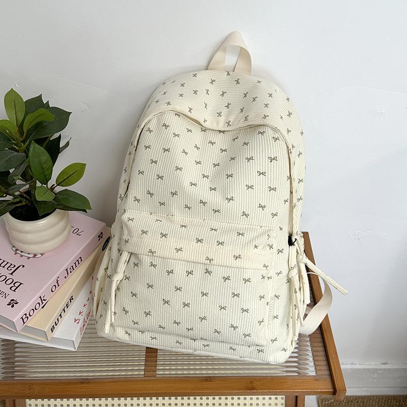 Schoolbag Japanese ins Printed School Bag Girls Junior High School Students Corduroy Design Sense Niche Versatile Backpack Women
