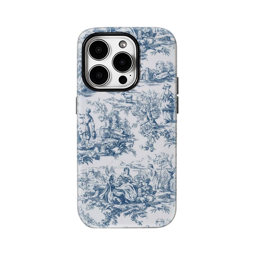 Modrý malovaný venkovský kryt na telefon pro IPhone 16 15 14 13 12 11 X XS XR XSMAX 7 8 Pro Max Plus Dvouvrstvý zadní kryt