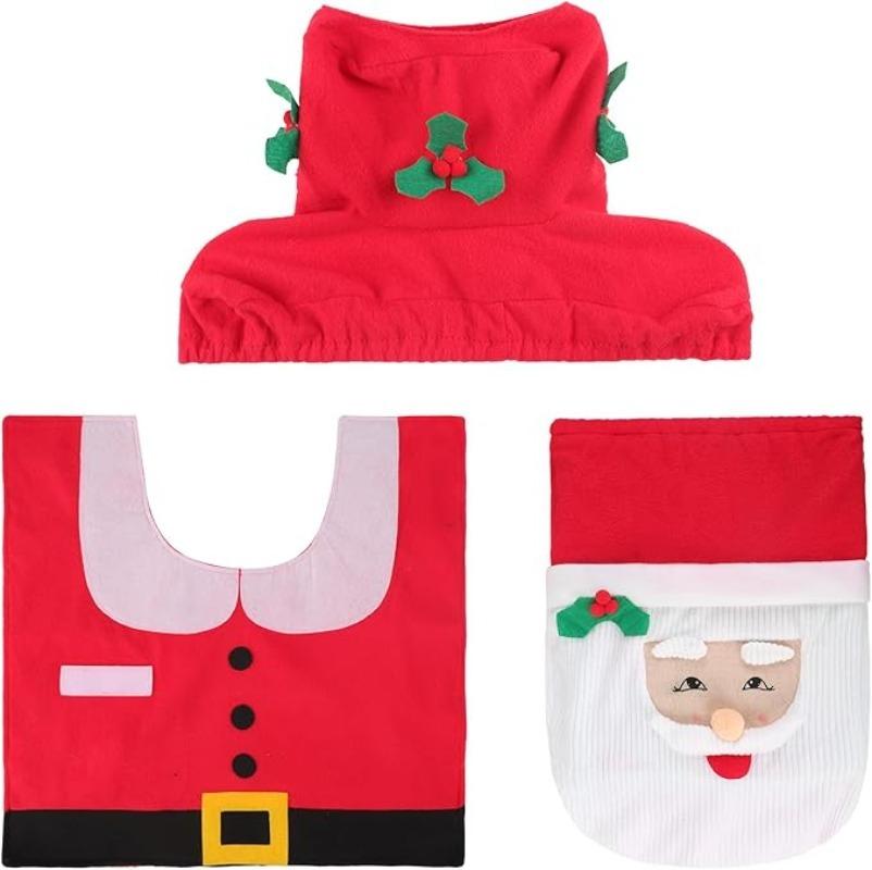 1-5Sets ChristmasToilet Seat CoverDecorations Christmas Elf Toilet Seat Cover Set ChristmasBathroom Decor Xmas Home Indoor Decor