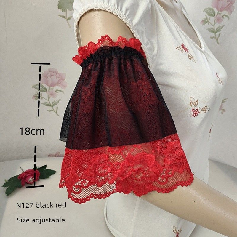 

Регулируемый размер Слимминг рукав-перчатка Тонкий рукав Имитация рукава Длинный Короткий рукав Кружевной манжет Сокрытие шрамов Татуировка N127 black and red a pair of size adjustable