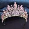 Luxury Rose Red Crystal Tiaras and Crowns for Bride Wedding Crown Headdress Princess Queen Birthday Prom Hair Jewelry Pageant