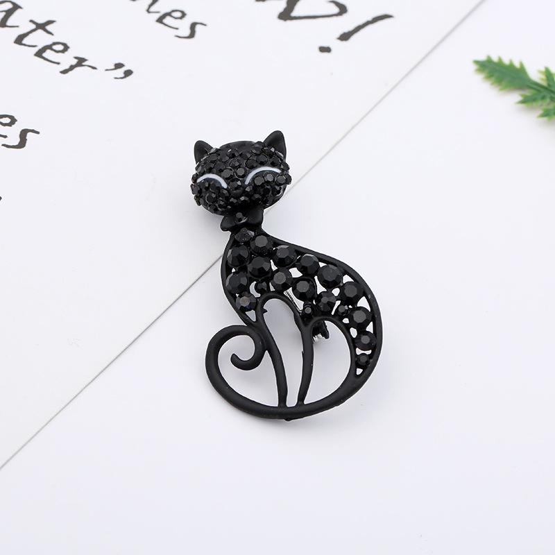 Broche animal incrustée de perles – Bijou de corsage en alliage style dessin animé en forme de goutte d'huile pour femme