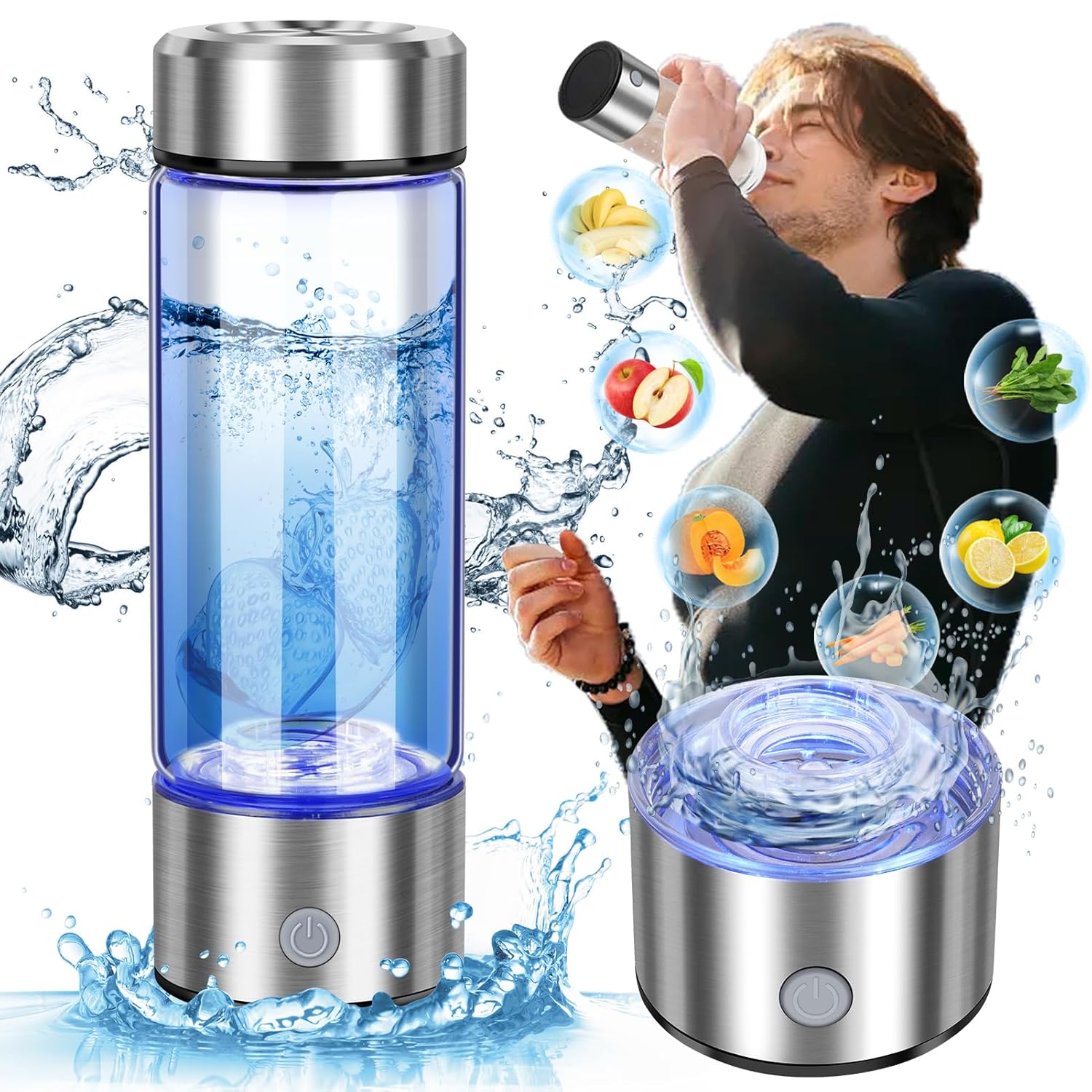2025 New Hydrogen Water Bottle, 420ml Hydrogen Water Generator with Advanced SPE PEM Technology, High-Efficiency Portable Water Ionizer for Office,